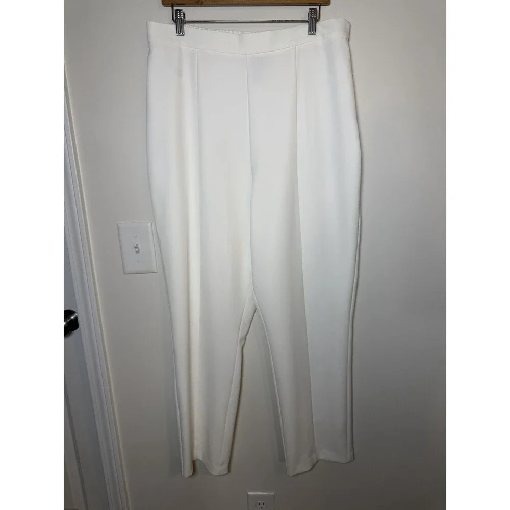 Adrianna Papell Crepe Slim Pants Ivory Women’s Sz 18 NWT $89 Classic Chic
